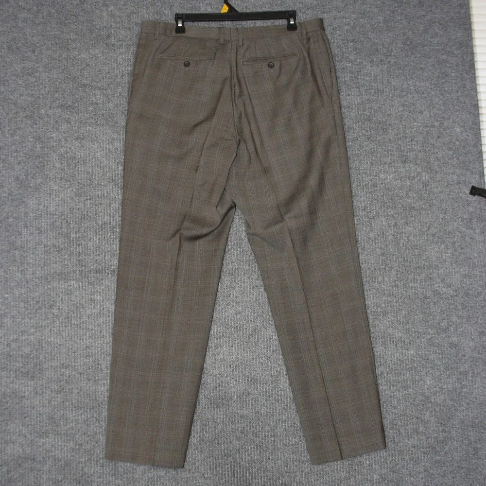 Banana Republic Dress Pants Mens 36 Gray Classic Fit Plaid Flat‎ Front Casual